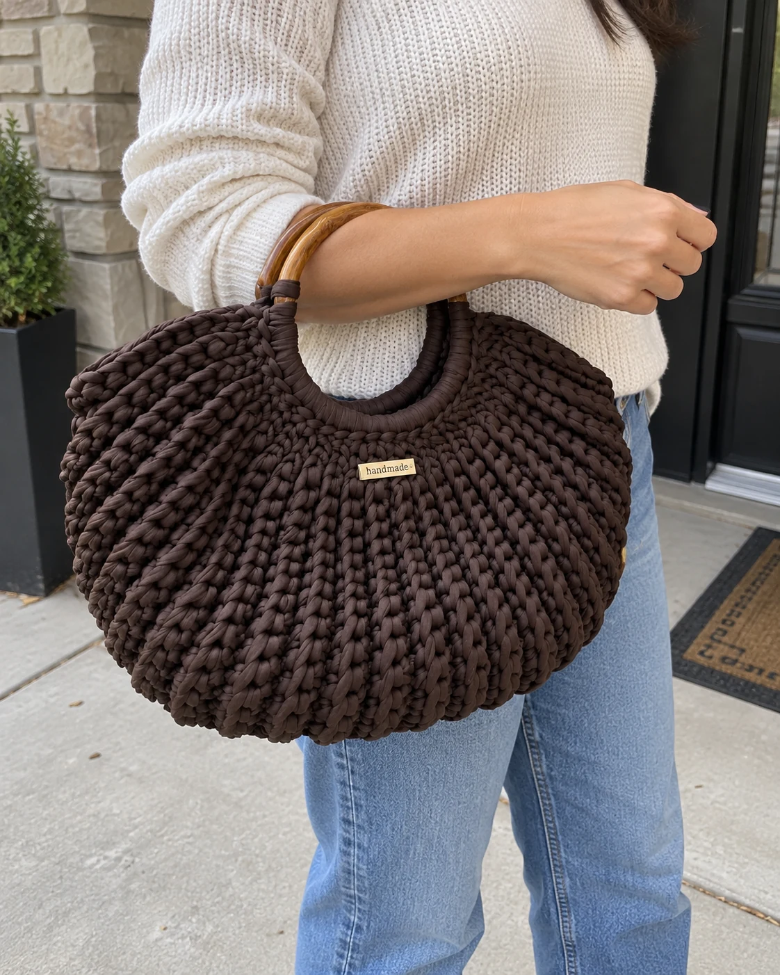 Photo of Espresso curved-handle handbag